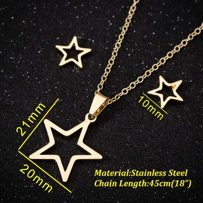 10Pieces Stainless Steel Earnail Necklace Set Fashion Jewelry for Women Leaf Star Cat Personalized Holiday Gift