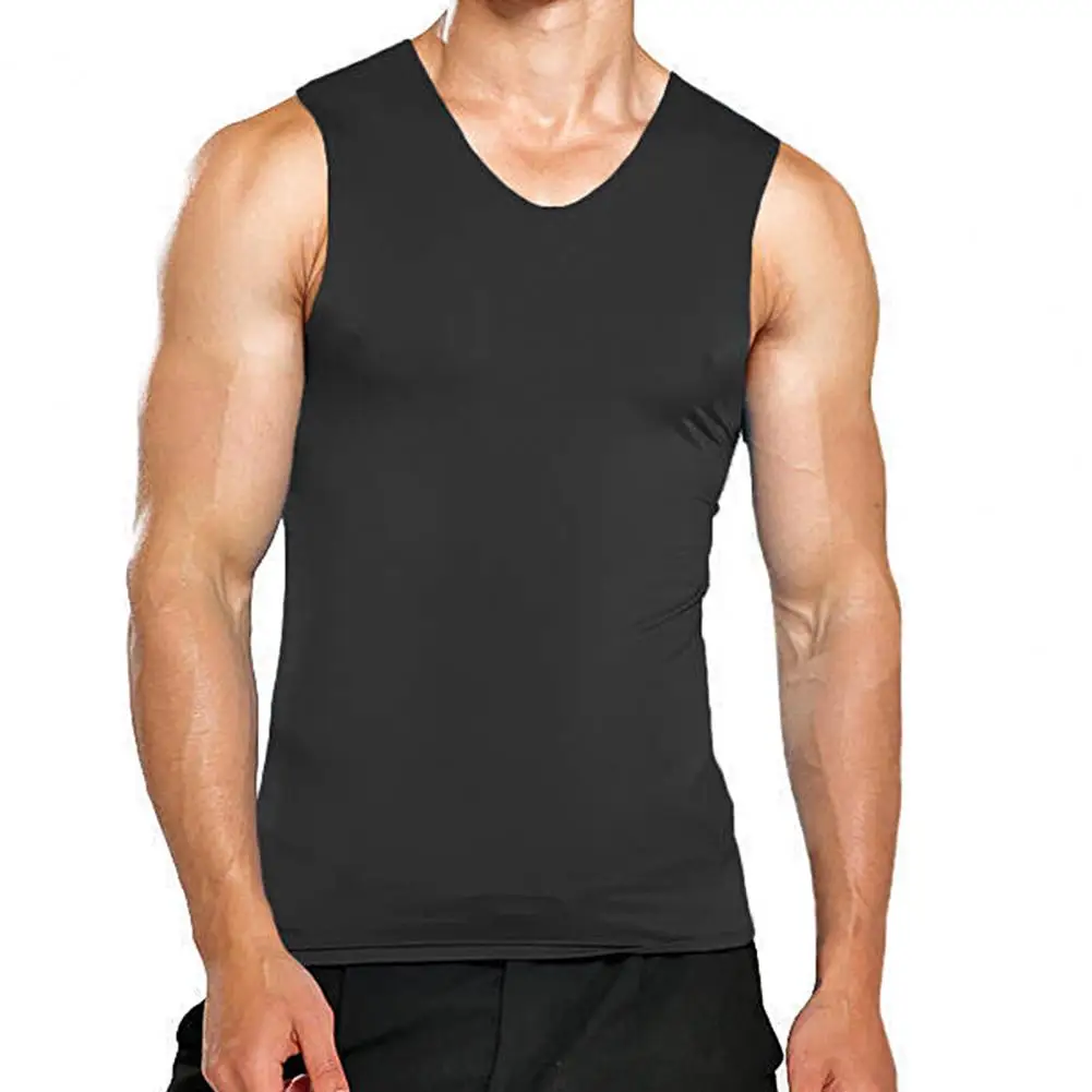 Men Vest Sleeveless V-Neck Quick Dry Cooling Ice Silk Vest T-Shirts Tank Top Fitness Sports Loose Summer Bottoming T-Shirts Vest