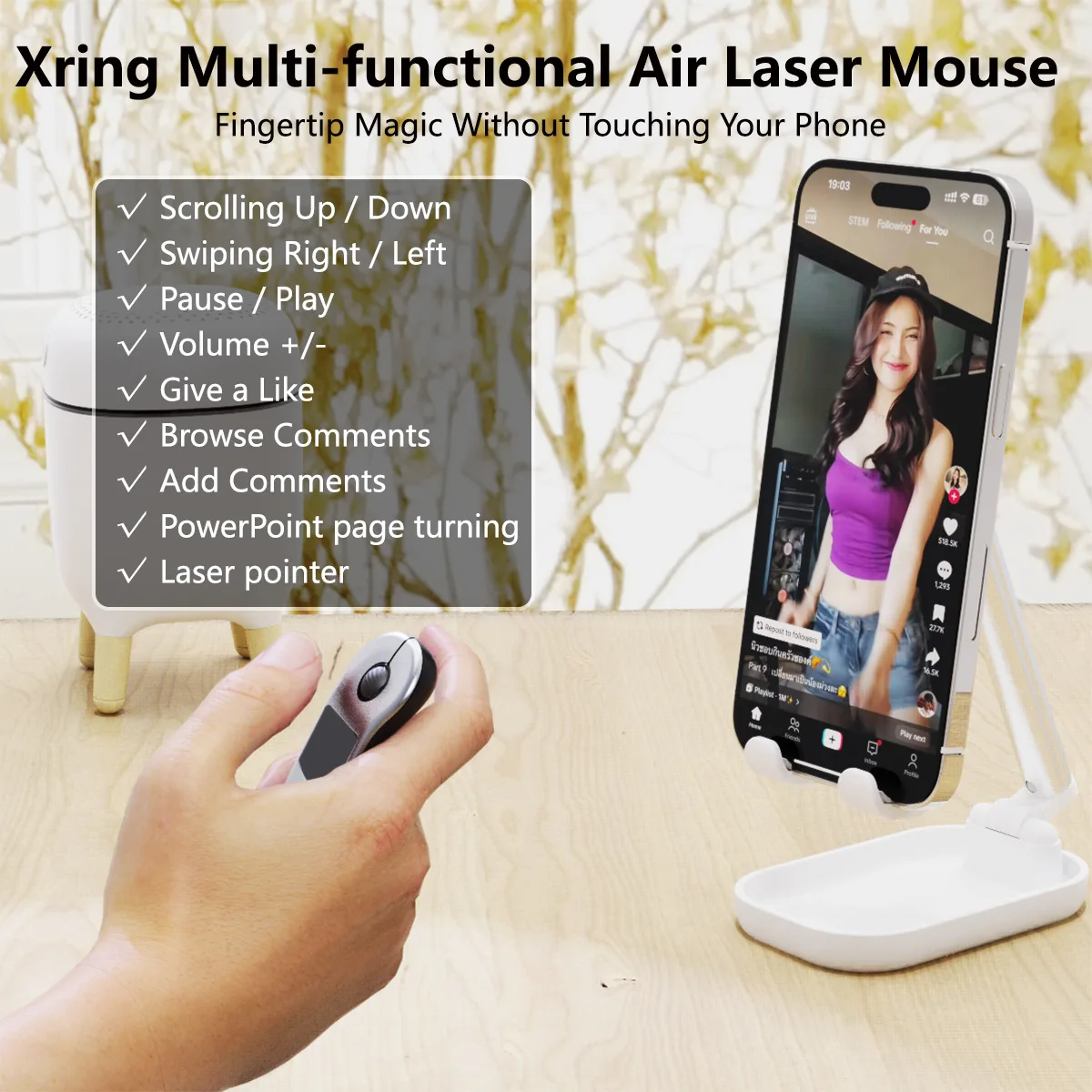 Wireless bluetooth mouse remote control TikTok short video PPT page turning controller computer mobile phone tablet universal