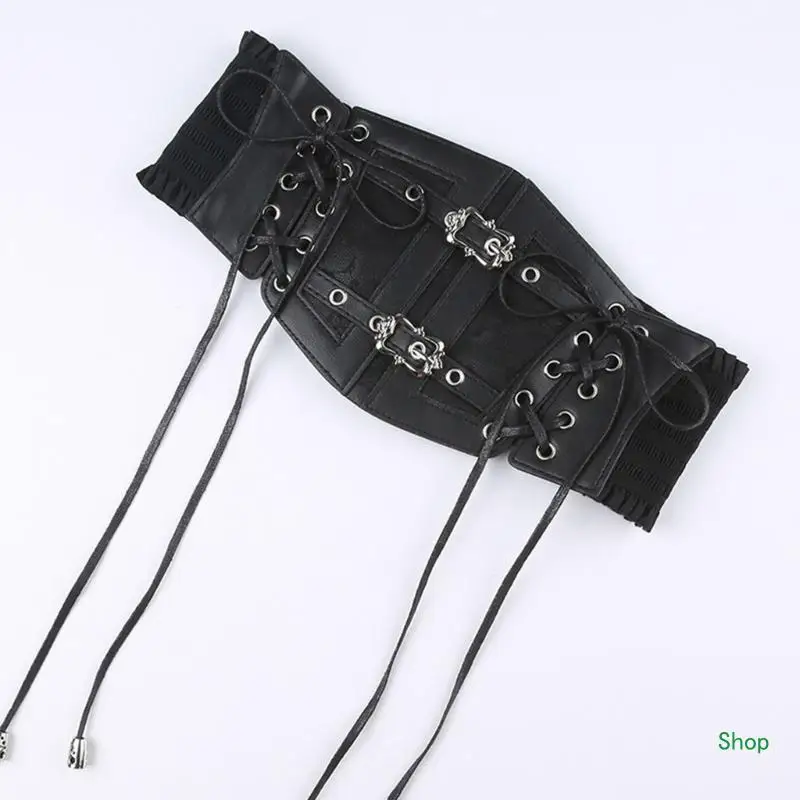 Dropship estilo punk meninas quentes cintura espartilho largo falso-couro mulher underbust cintura shaper