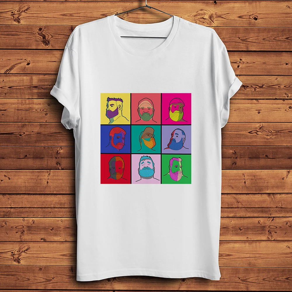 Pop Cool Beard Man Funny Tshirt,Men White Crewneck Short Sleeve Casual Homme T-Shirt,breathable Print,unisex Tee