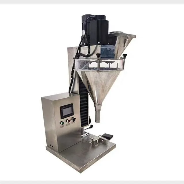 1-500g Semi-Automatic PLC Desktop Powder Filling Machine, Stainless Steel Auger Filler for Solid Energy Drink Powder