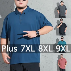 Polo Shirts Men Plus Size 5XL 6XL 7XL 8XL 9XL Short Sleeve T Shirt Plain Casual Loose Oversized Tops Men Clothing Pack of 1/2