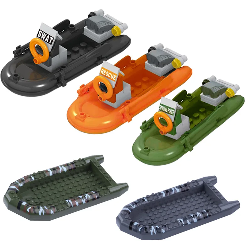 Modelo de construção militar ww2 arma do exército inflável camuflagem barco de borracha acessórios educação blocos brinquedos para crianças kits