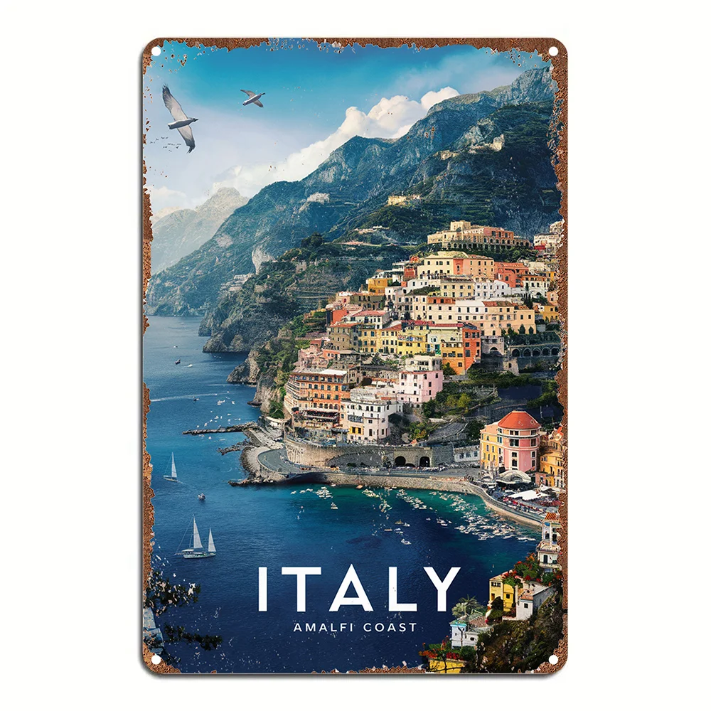 Room Decor  Vintage Italian Amalfi Metal Sign, Aluminum Wall Art, for Home, Bedroom, Dining Room, Bar, Cafe, School, Libra
