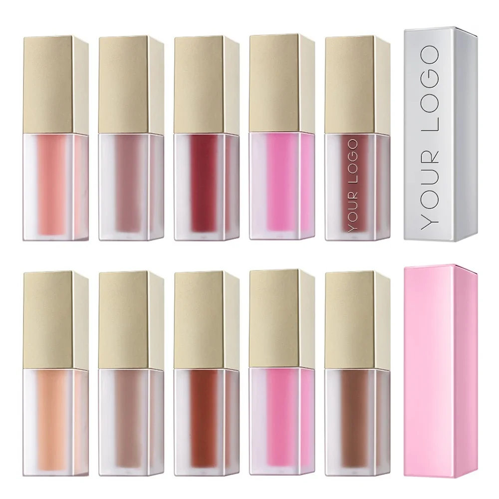 Brons Goud Frosted Tube Lipgloss Aangepast logo Pigment Non-stick Private Label Make-up Dierproefvrij Glanzend/glanzend/mat Serie