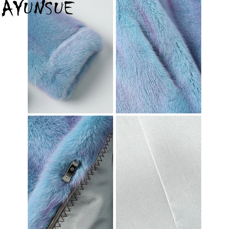 AYUNSUE Natural Mink Fur Coat for Woman Full Mink Fur Unique Color Women Jacket 2025 New Fashion Women Clothing Fourrures Femmes