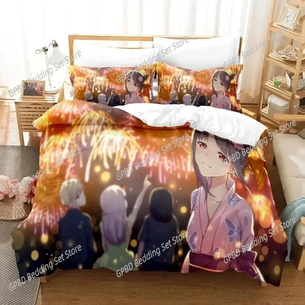 ثلاثية الأبعاد طباعة أنيمي Kaguya-sama الحب هو الحرب ملكة جمال Huiye ثلاثية الأبعاد غطاء لحاف طقم سرير المعزي الكتان سادات ديكور المنزل واحد مزدوج #6