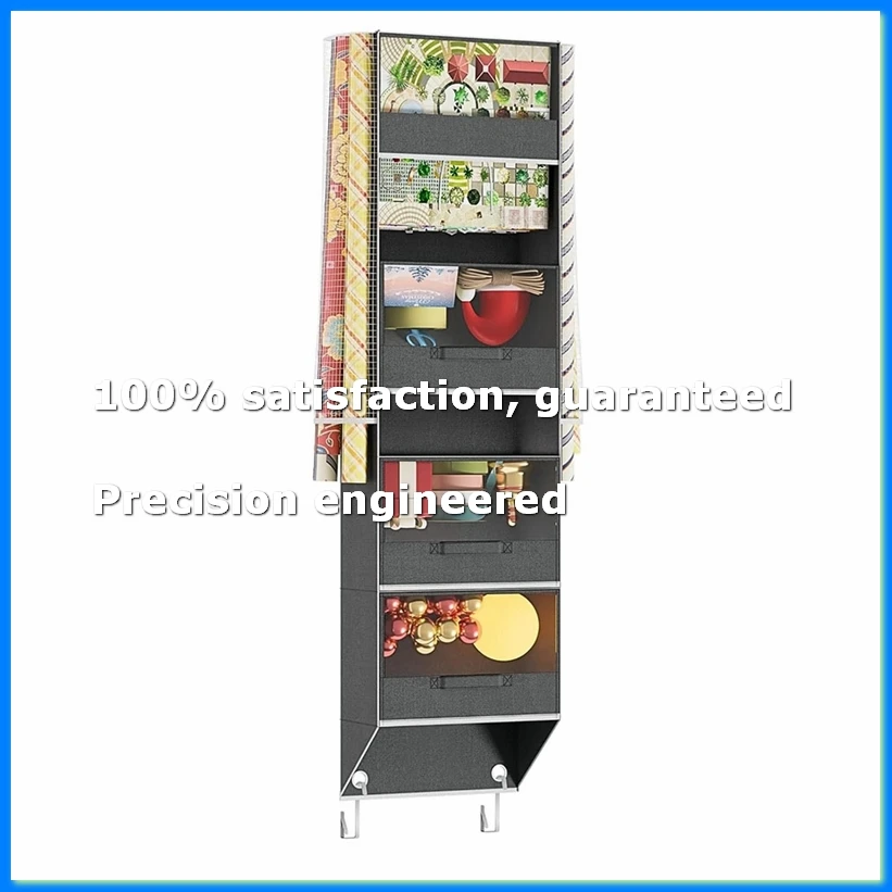 Over Door Wrapping Paper Organizer Storage with 3 Removable Drawers & Side Pockets - Dual Use Design with Elastic Straps-A57M