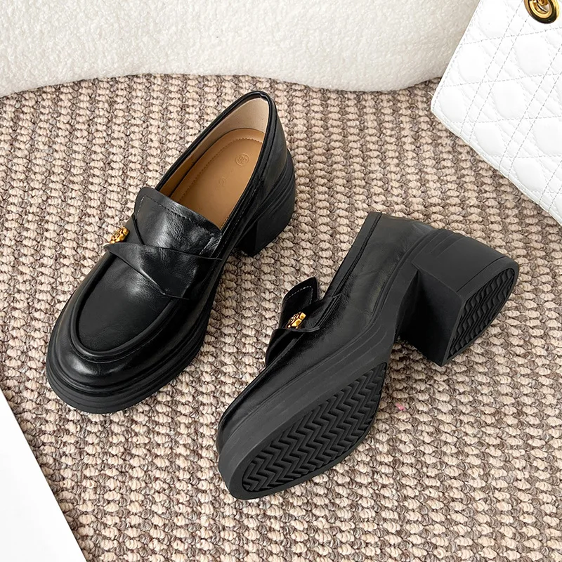 

TOPHQWS 2026 Новые дизайнерские люксовые женские туфли-лодочки и каблуки из высококачественной искусственной кожи, элегантные лоферы без застежек на платформе, туфли Мэри Джейн