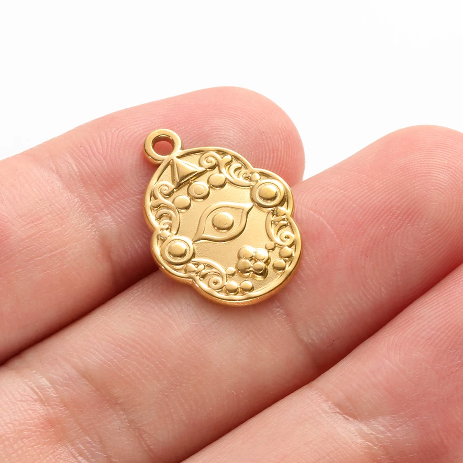 5 Stück Vintage handgefertigte blaue Öltropfen-Strass-Böser-Blick-Anhänger aus Hasama-Edelstahl mit Herz-Auge-Motiv für die Schmuckherstellung – Detail 11