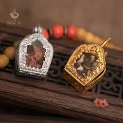 Copper Silver Arches Curling Grass Gawu Box Pendant With Hidden Gold Plated Inlay Can Open Couple Style
