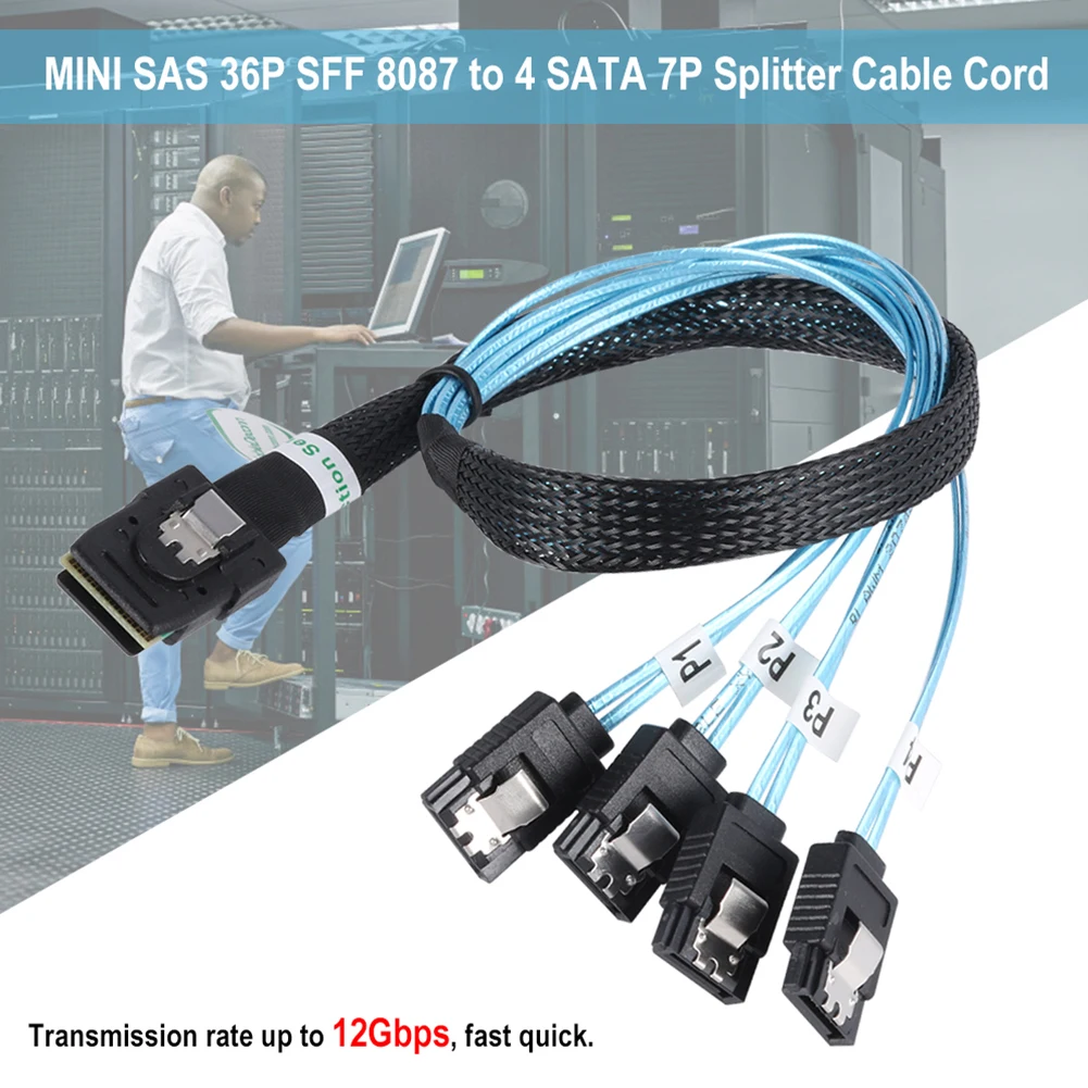 Female Forward Breakout Cable Internal Mini SAS SFF-8087 36P Male to 4 SATA 7P for Household Computer Accessories