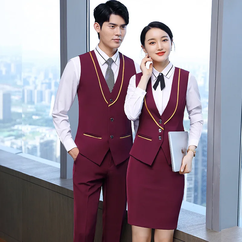 Stewardess Uniform Professional Tailored Suit Vest Suit Goddess Temperament Interview Sales Beautician Work Clothes Female