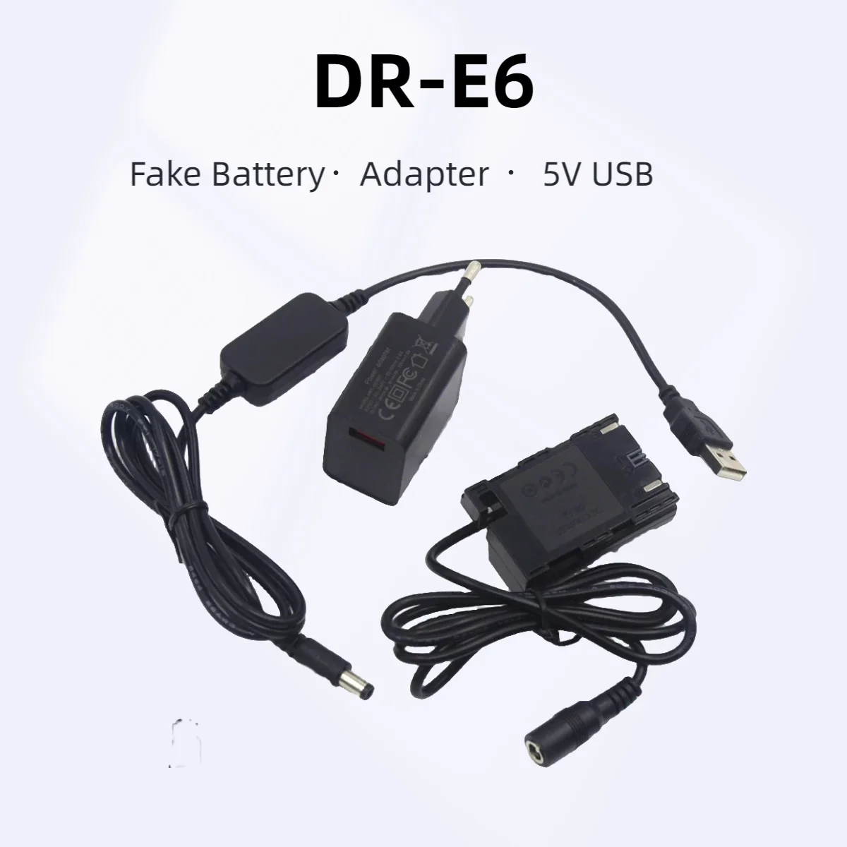 

DR-E6 LP-E6 LP-E6N 5V USB Power Bank Cable+Fake Battery+ Charger Adapter For Canon EOS 60D 70D 5D2 6D 7D 5D Mark II III 5D3 5DSr