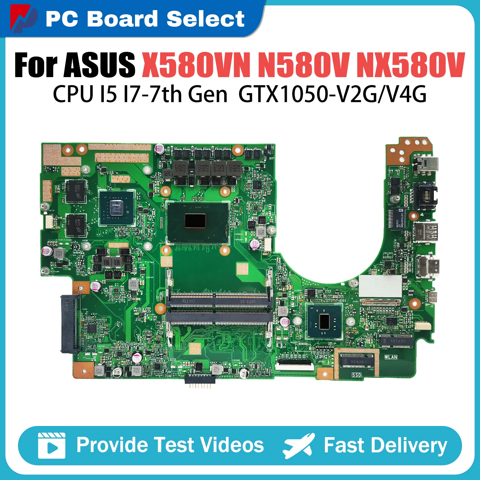 

X580VD NNotebook Motherboard For ASUS X580VN N580V N580V NX580V FX580V M580V Mainboard I5 I7 7th CPU GTX1050 MX150 GPU DDR4