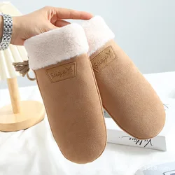 Warm Thickened Fleece Halter Gloves Winter Suede Gloves for Women Faaux Fur Suede Leather Gloves Outdoor Cold Protection Mittens