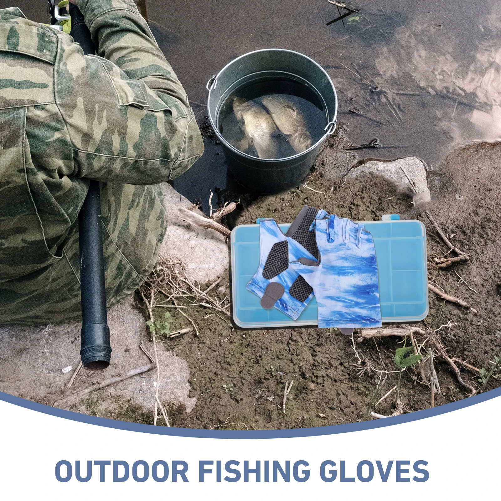 

1 Pair Sun Protection Gloves Nonskid Half Finger Fishing Gloves Breathable Anti-Slip Uv Outdoor Fitness Driving Cycling