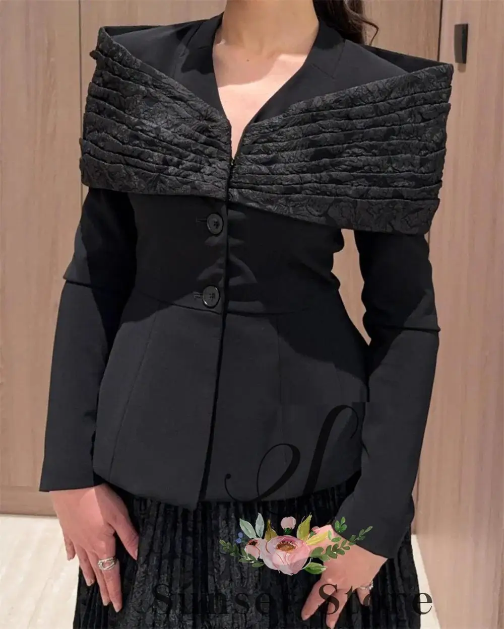 Customized Button Pleat A-line V-neck Midi Dresses Evening Bespoke Occasion Simple Formal Modern Style