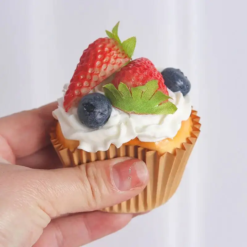 6 uds Cupcake falso pastel Artificial postre exhibición simulación modelo de comida Destop hogar accesorios de boda decoración