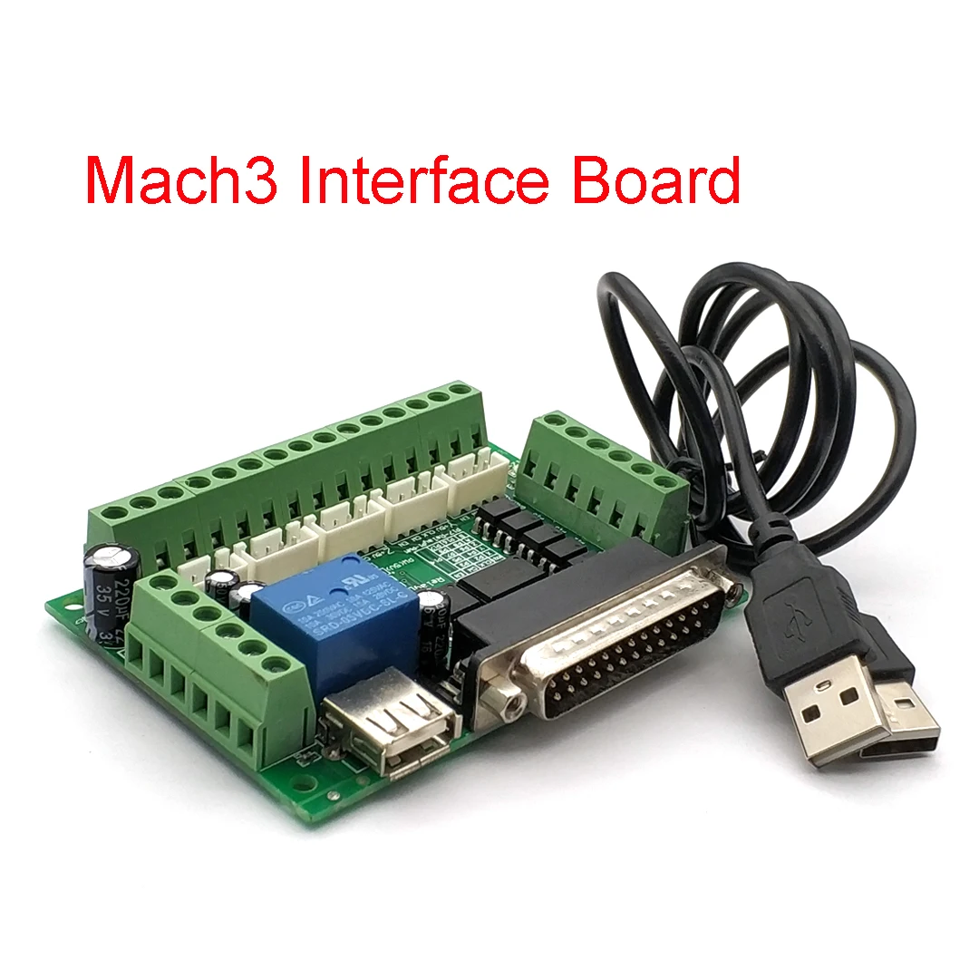 MACH3 Engraving Machine 5 Axis CNC Breakout Board with Optical Coupler for Stepper Motor Drive Controller with USB Cable