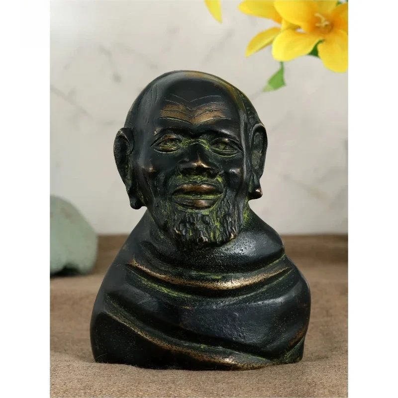 Handcrafted 5-inch Bust of the Old Bearded Man Sculpture Unique Brass Statue Home Decor