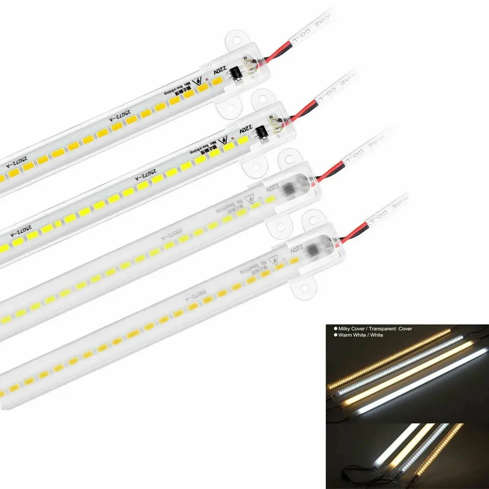 30cm / 40cm a mené la lumière de bande de tube 72led blanche smd2835 220V lampe de cuisine décorative bande d'éclairage de profil blanc laiteux