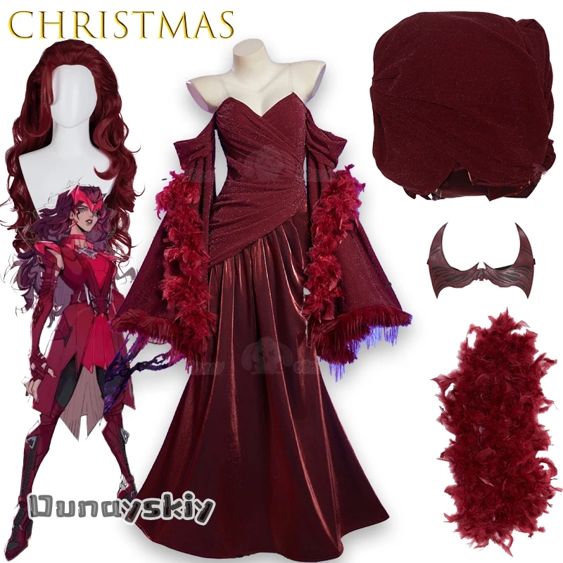 ‌ ‌ BScarlet Witch Red Christmas Vestido rojo Vestidos de disfraz de cosplay Vestidos de celebridades Pastrol exquisito clásico {Anna zhang Online}