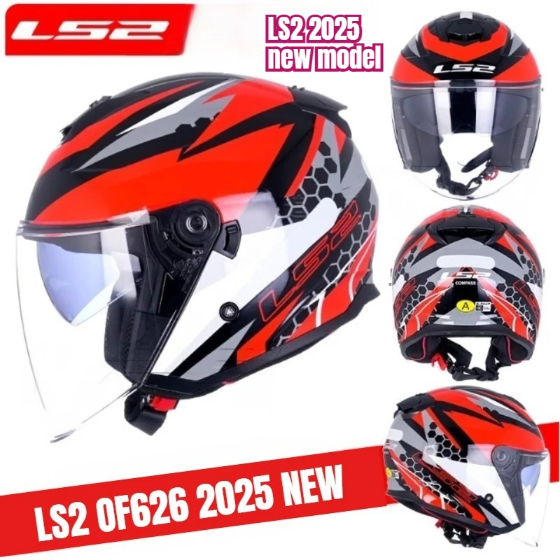 

LS2 OF626 Urban Commuting Motorcycle 3/4 Open Helmet Casco Moto M-2XL Black Whiet LS2 Capacete Electric Scooter Helmet