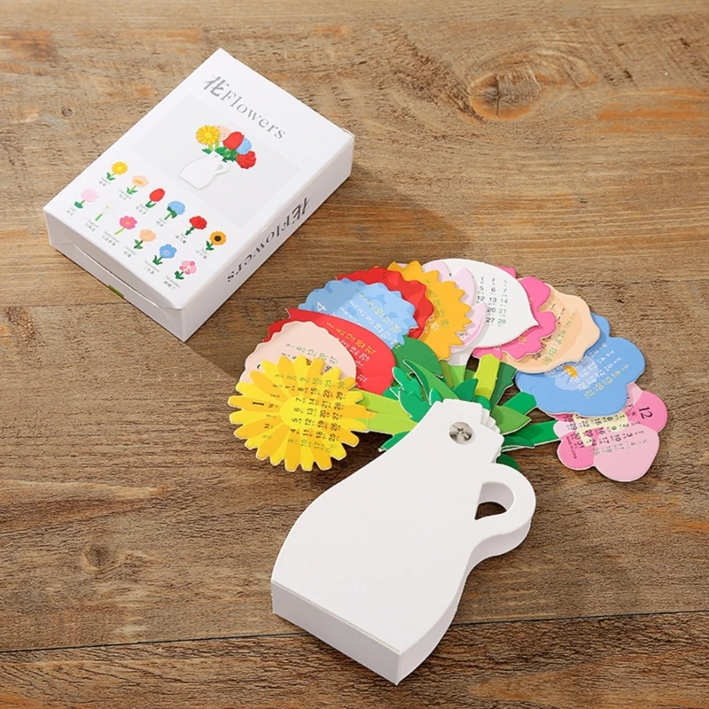 2024 calendário dobrável flor projetada calendário 12 meses 01/2024 a 12/2024, calendário mensal forma flor