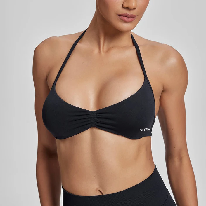 

BetterMe Impact Strappy Bra Gym Top Women High Support Thin Strap Halter Sports Seamless Bras Scrunch Push-up Workout Yoga Tanks