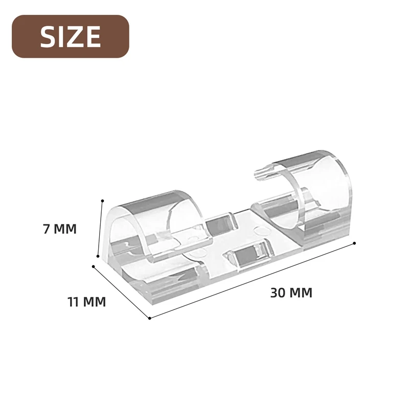 100PCS Cable Clips Cable Tidy Wire Holder With Strong Self Adhesive Pads Plastic Cord Management Organiser