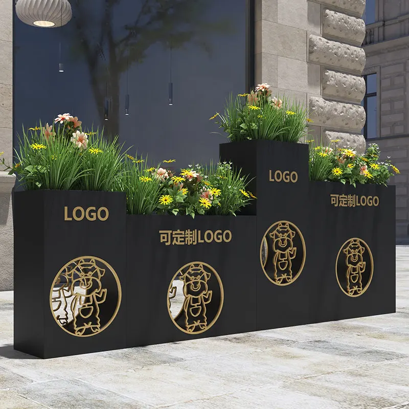 Outdoor wrought iron flower box outer pendulum commercial street sales department square partition outdoor flower bed flower