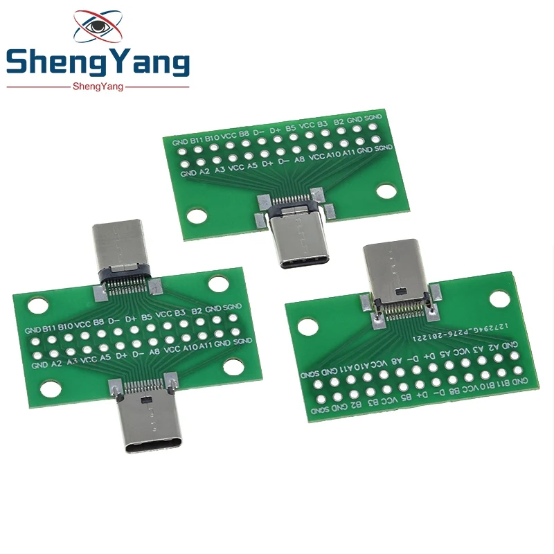 TZT Type-C Male to Female USB 3.1 Test PCB Board Adapter Type C 24P 2.54mm Connector Socket For Data Line Wire Cable Transfer image 3