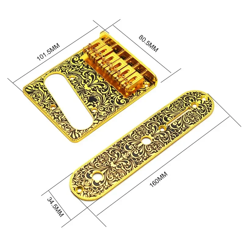 Upgrade Roller Saddle Bridge Control Board Carved Decorative Pattern String Through the Bridge for TL Electric Guitar