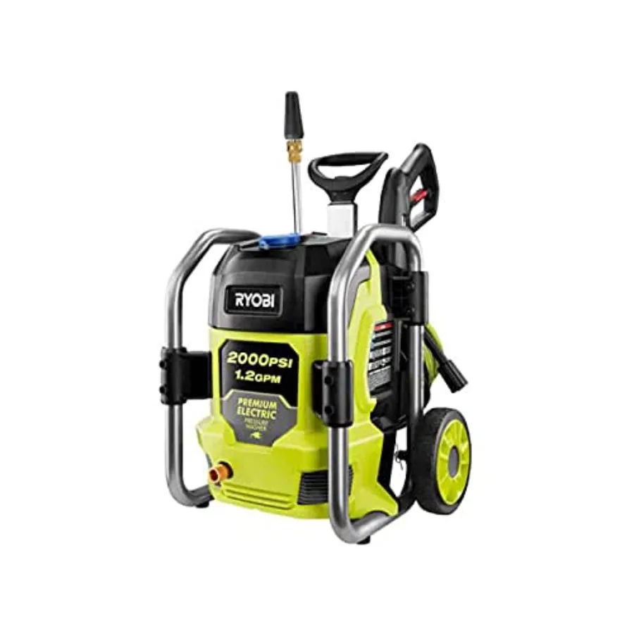 

Электрическая мойка высокого давления для холодной воды, 2000 PSI, 1.2 GPM, для уборки дома и улицы, прочный пластиковый корпус, серебристая отделка, высокое давление