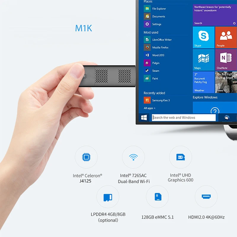 

Мини-ПК M1K Intel N5000 с DDR4 8 ГБ ОЗУ, SSD 128 ГБ/256 ГБ, Wi-Fi 5, Bluetooth 4.2, четырехъядерным процессором Intel, интегрированной графикой и поддержкой 4K HD