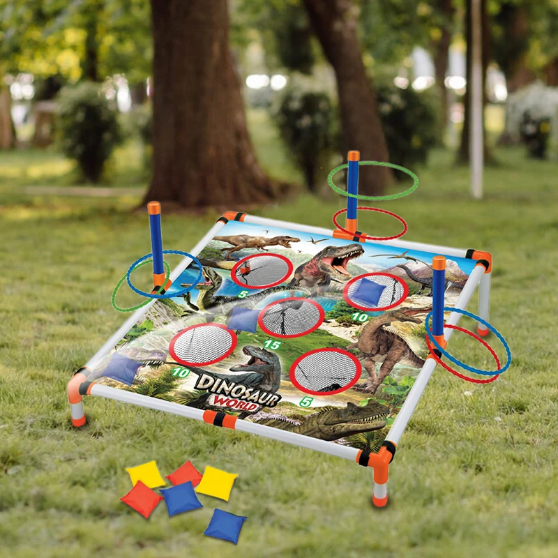 2-in-1 Outdoor Yard Throwing Throw Circle Game Combo Birthday Xmas Party Portable Children Gift Carnival Outdoor Cornhole Set