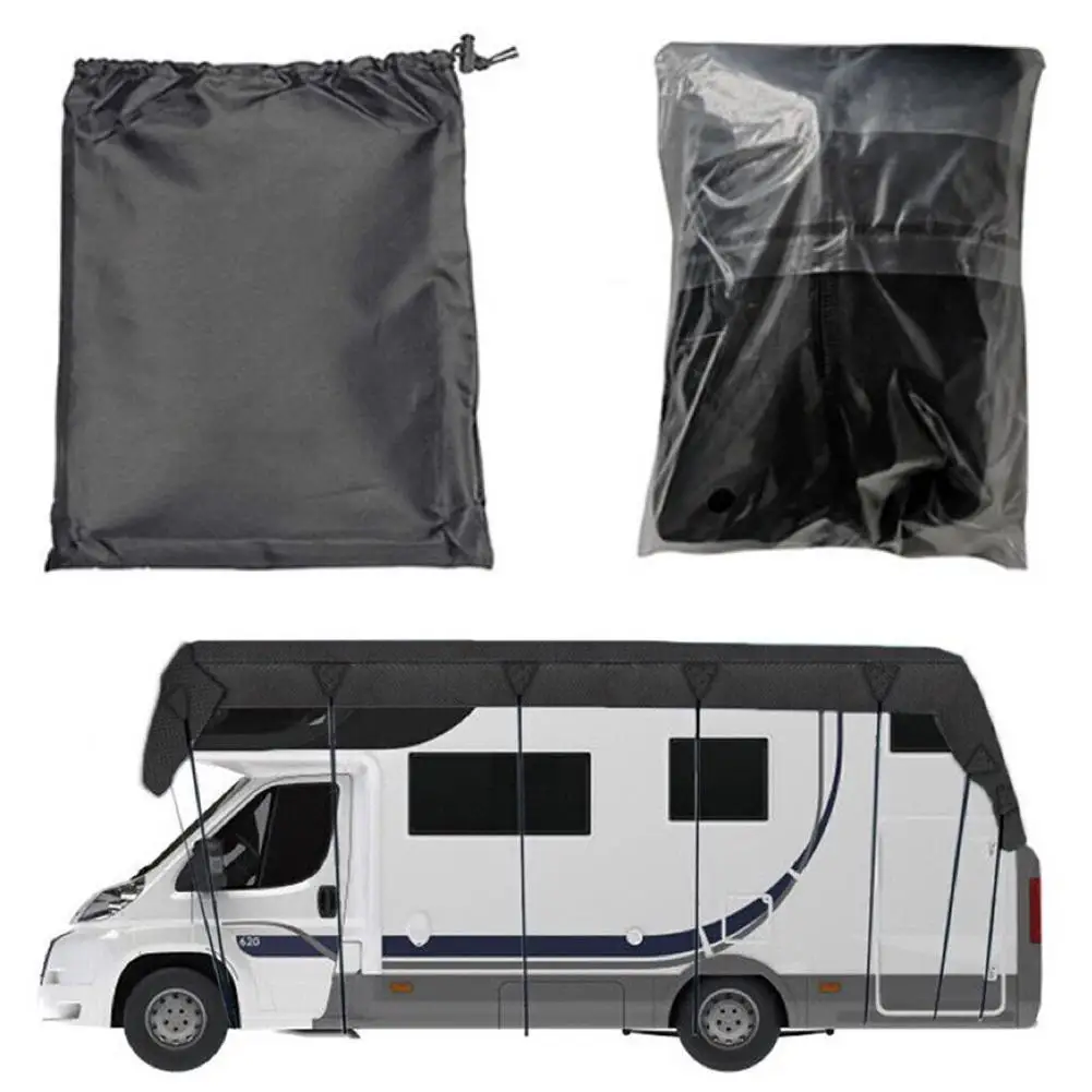 210D 1000PA أسود أكسفورد القماش RV غطاء السقف المحمولة مقاوم للماء RV الغبار غطاء ظلة اكسسوارات واقية Foldabl E2G8