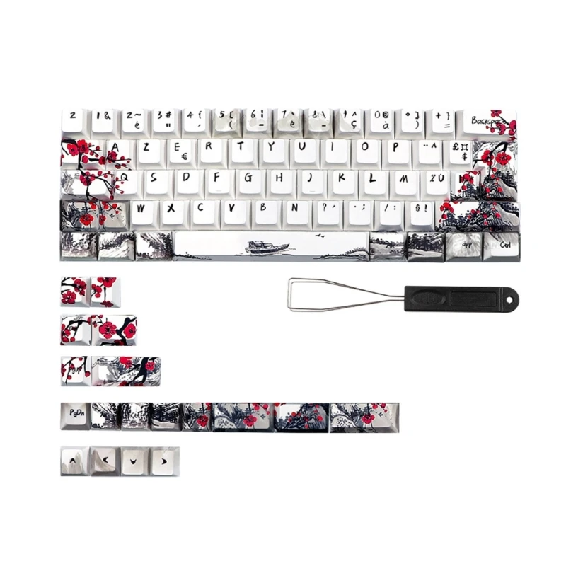 

Немецкий, французский, испанский, ANSI DyeSub, колпачки для клавиш Plum Blossom, 80 клавиш, CherryProfile, E65C
