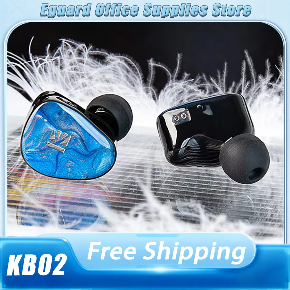 KBEAR KB02 골전도 하이브리드 드라이브 Hifi 헤드폰 베릴륨 코팅 다이어프램 코일 케이블 이어 버드 맞춤형 사무용 PC 선물