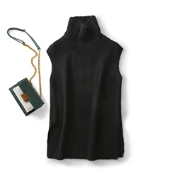 Ethereal MD 2023  autumn new style of Women's casual knitted vest with a minimalist high neck and shoulders