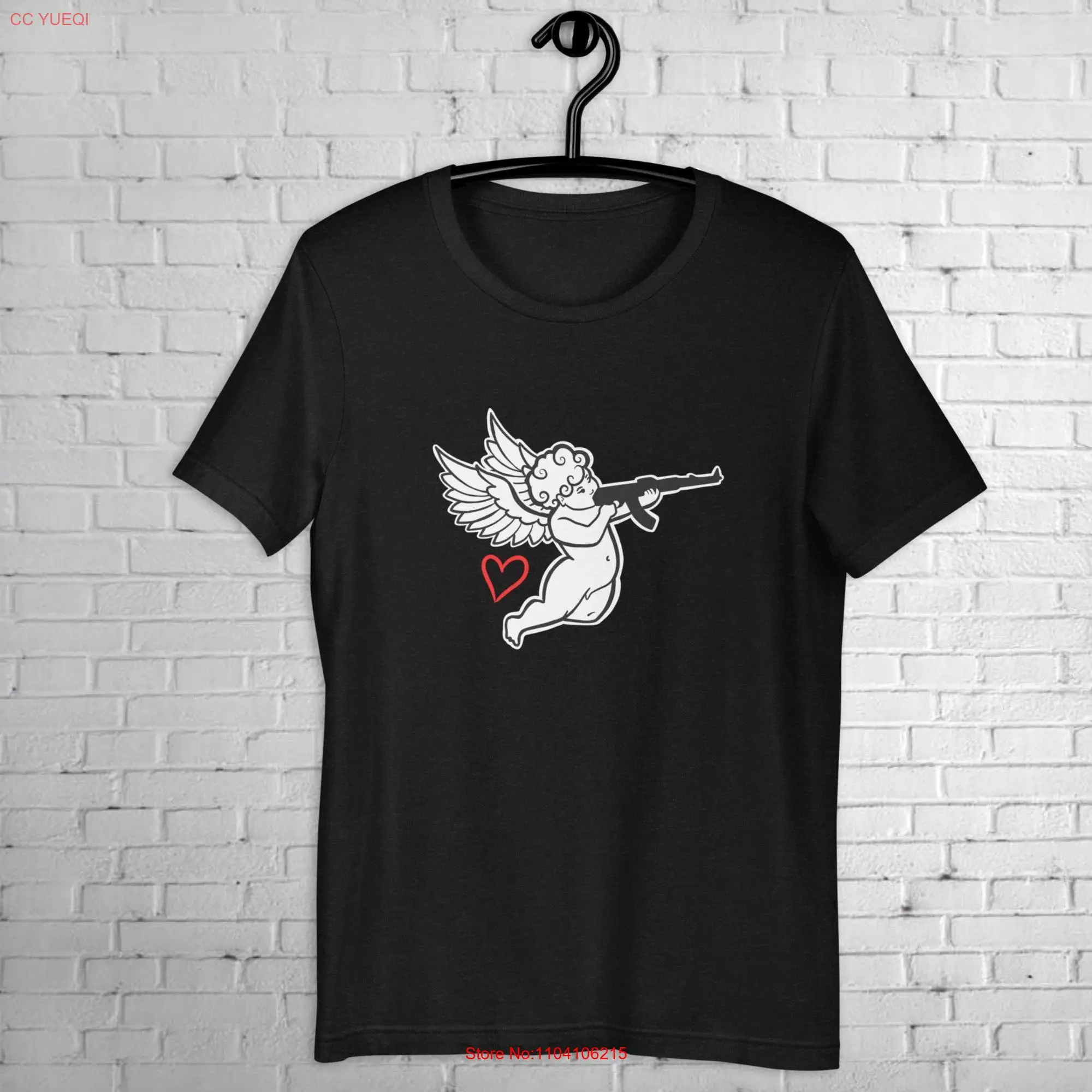 Cupid with a gun shirt Cute angel Valentine s Day tee long or short sleeves