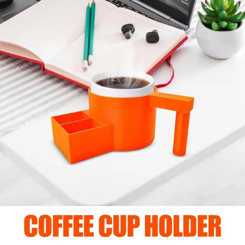

Mug Holder Counter Mug Holder With Handle Non-Slip Stand Drink Carrier Portable Storage Organizer Double Compartment Base Home