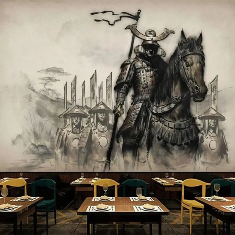 

Customized 3d photo wallpaper new Chinese retro ukiyo-e horse warrior restaurant tooling background wall living room mural обои