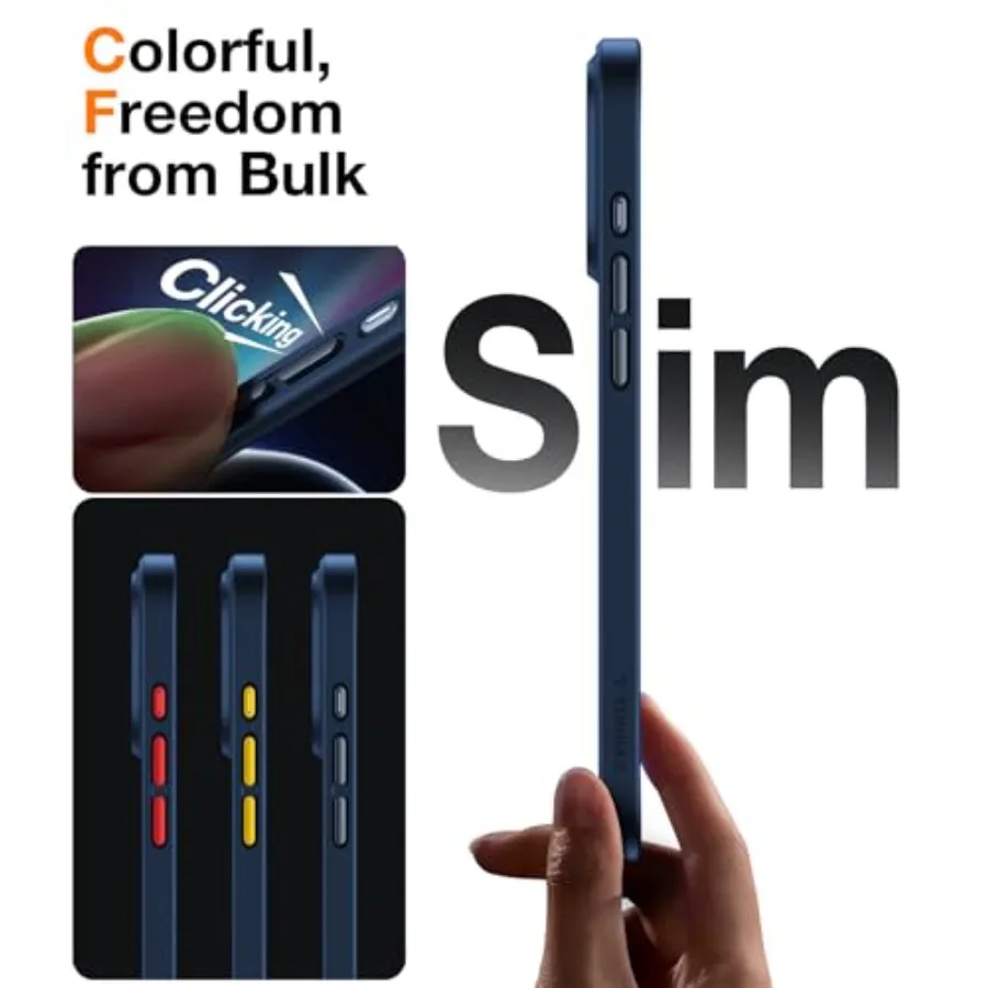 حماية من السقوط لهاتف iPhone 17 Pro Max مع زر تحكم في الكاميرا و3 أزرار DIY قبضة معززة لمسة ناعمة