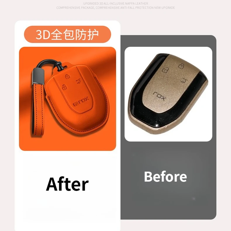 Leather Car Key Bag Case For Rox Polestones ADMAS 2026 Wallet Holder Key Cover Chains Car Accessories Key Case for Car