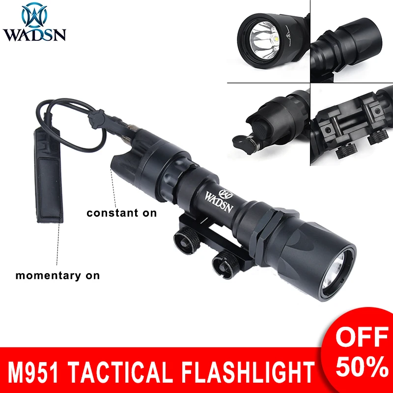 Wadsn Tactical M951 Metal Flashlight Super Bright M951 Momentary Led Hunting Scout Spotlight with Dual Function Switch Constant