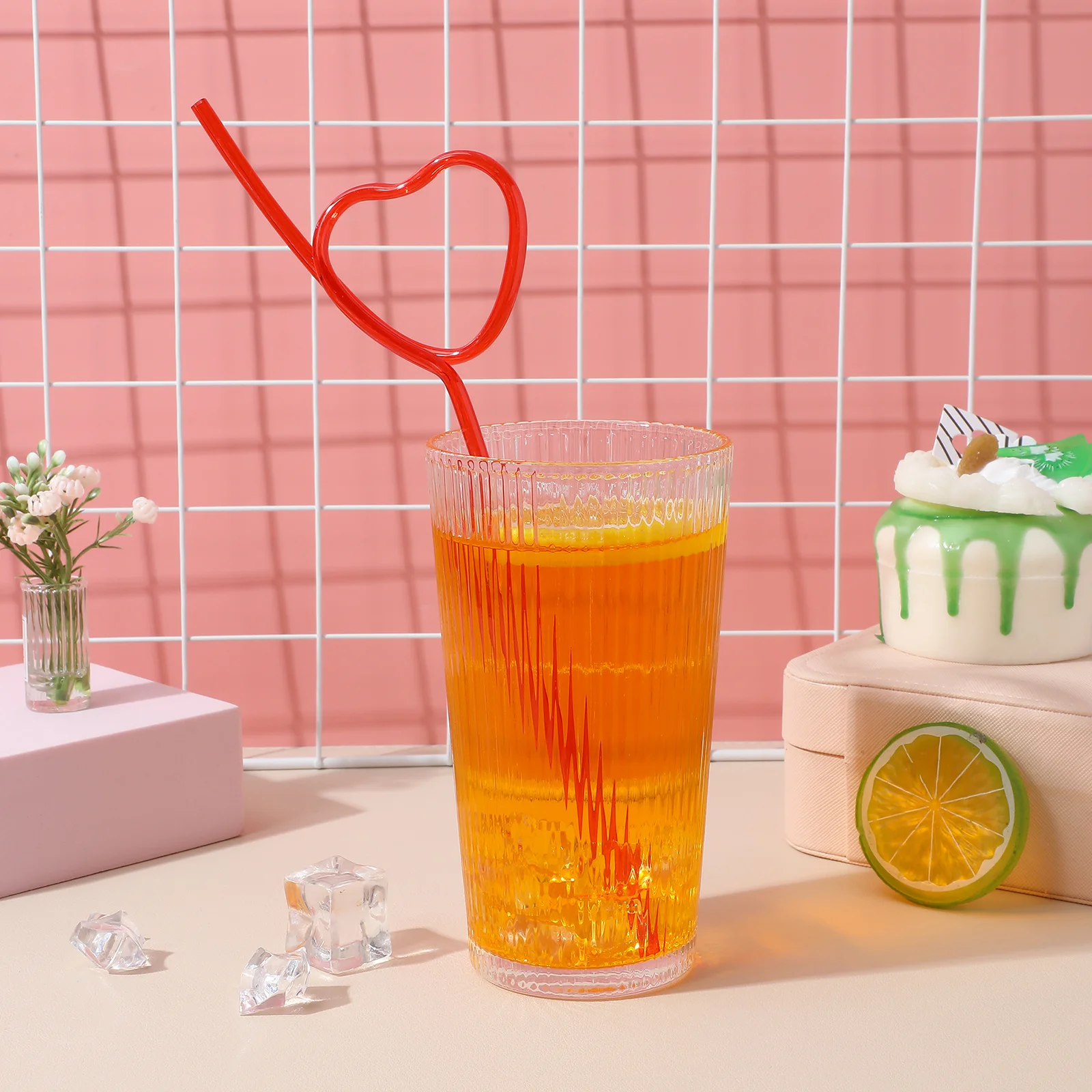 

25pcs Heart Shape Creative Party Drink For Valentine'S Day Juice Milk Tea Cup Reusable Plastic Beverage Straws Decorative