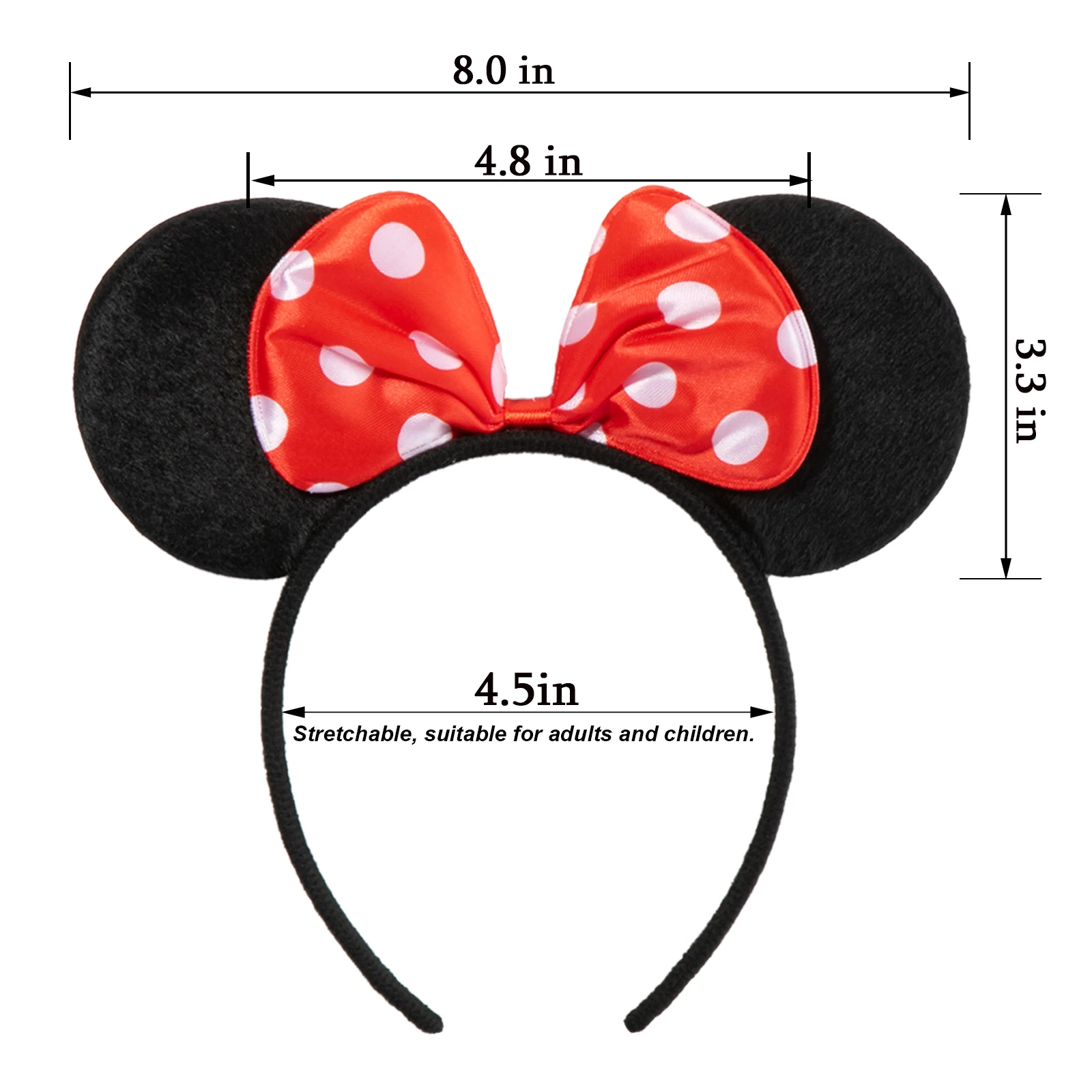 CHuangQi 12pcs Mouse Ears Headband with Bow, Mickey Minnie Ears Headwear for Boy / Girl Birthday Party, Great Party Favors